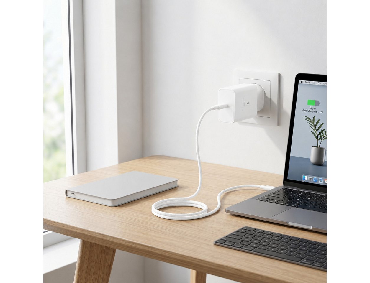 Ventarent 45W USB-C Ladegerät mit 2m Kabel für Samsung Galaxy S26 S25 S24 S23 USB-Ladegerät (3000 mA, Set, 2-tlg., Samsung Z Fold, Z Flip, Galaxy Tab, Google Pixel Serie, Schnellladegerät, Power Delivery, Samsung Galaxy, iPhone, Google Pixel) Bild 3