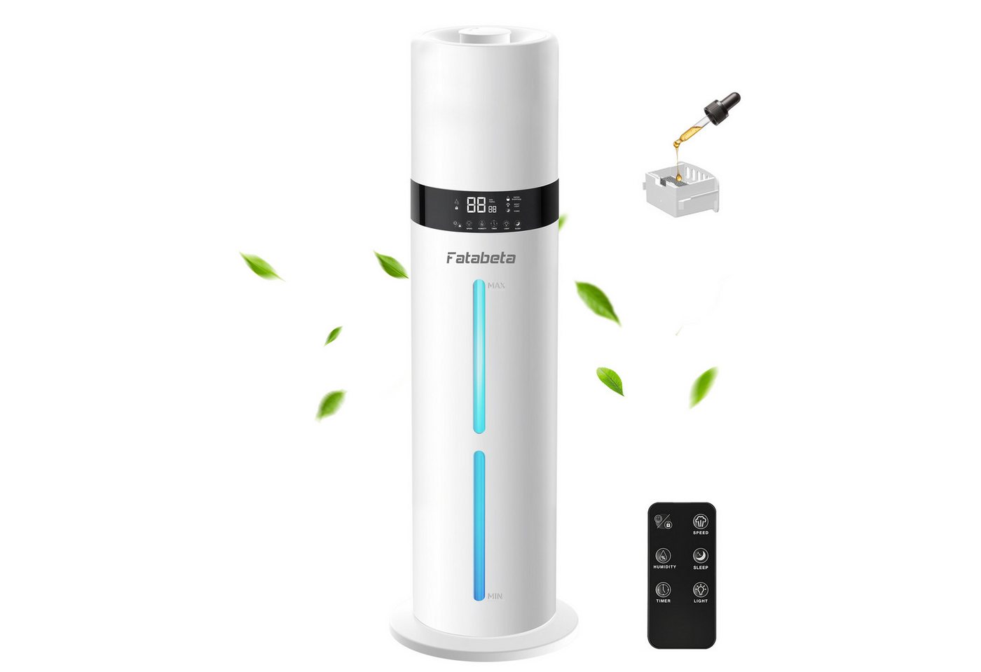 FATABETA Luftbefeuchter 9L Raumbefeuchter Intelligente Feuchteregelung, ultraschall, 9 l Wassertank, für 50 m² Räume, Timer, Fernbedienung, Aroma-Diffusor &7-farbiges Licht Bild 5