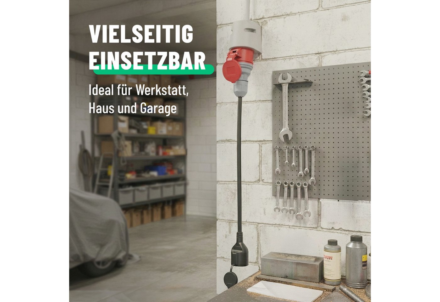 greate. CEE Adapter 16A auf Schuko Kupplung - Adapter Starkstrom auf 230V 16A CEE-Adapterkabel CEE zu Schuko, 50 cm, Schutzklasse IP44 spritzwassergeschützt Bild 5