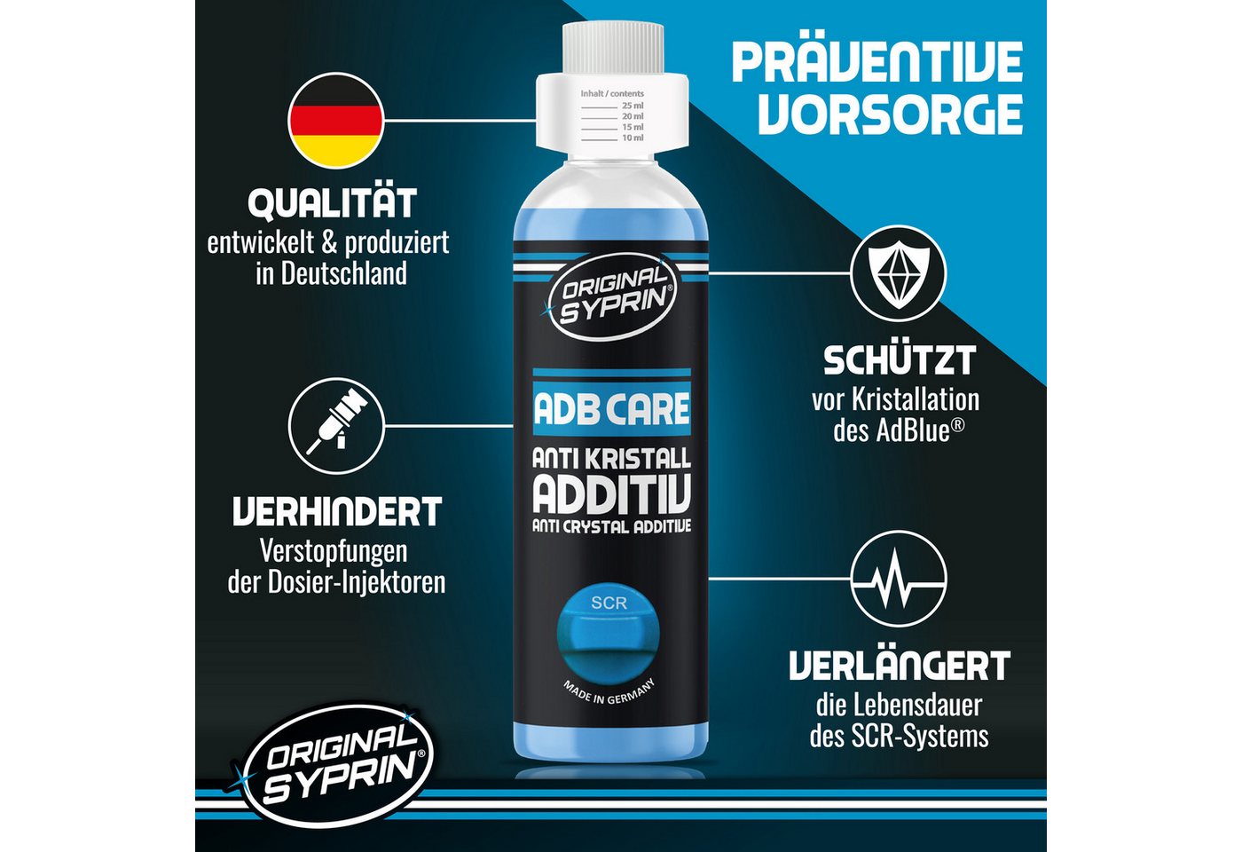 Original Syprin Diesel-Additiv Anti Kristall AdBlue®, (1-St., AdB Care Anti-Kristall Additiv) Bild 3