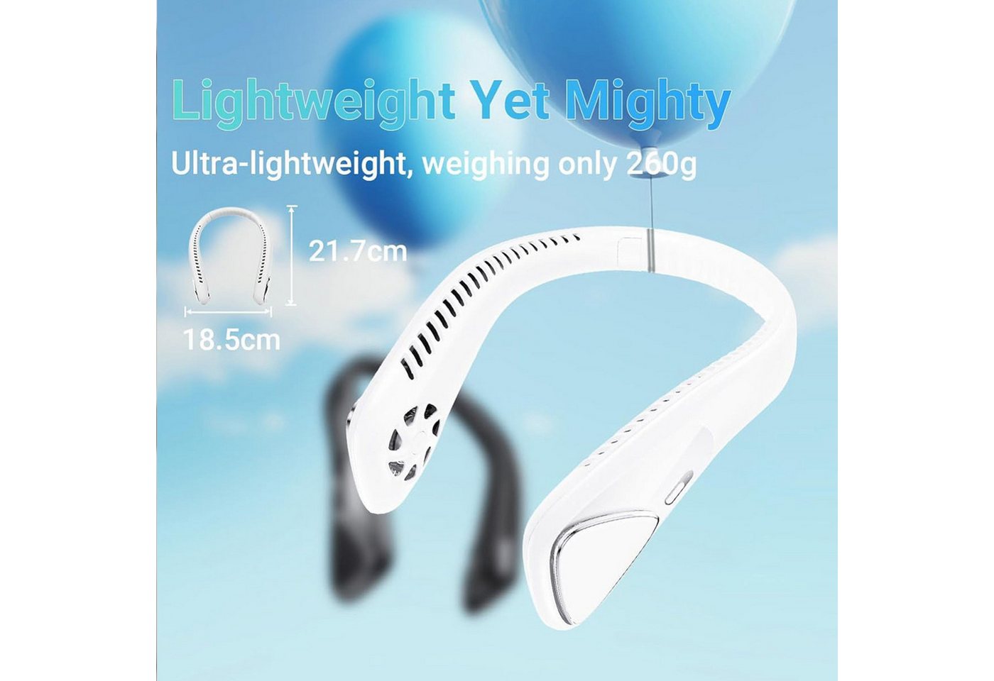 FELIXLEO Handventilator Tragbarer Mini USB Nackenventilator 6000mah Blau für Sport Reisen