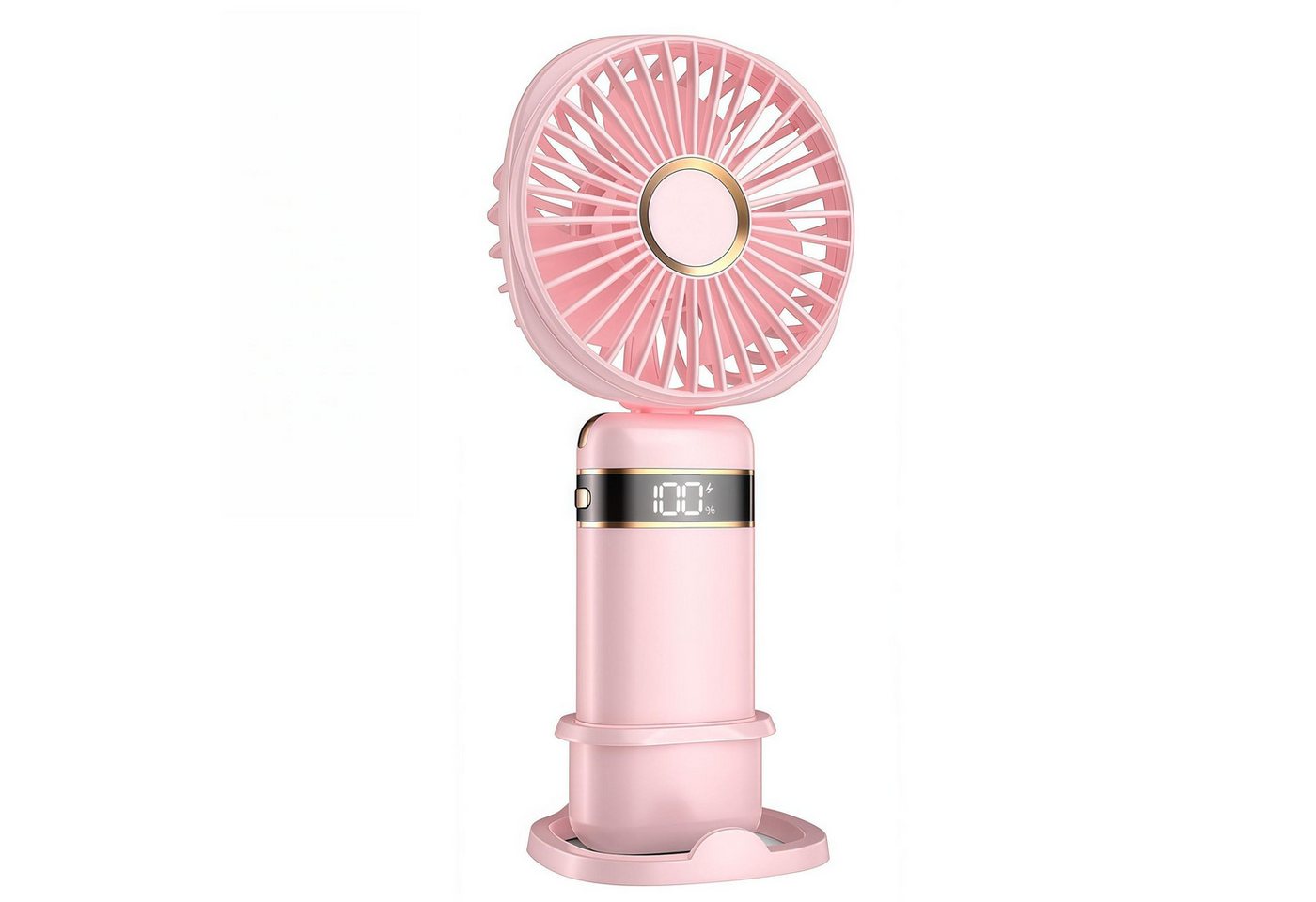 FELIXLEO Handventilator 3 in 1 Handventilator Mini Ventilator 2400mAh Faltbarer USB Rosa Bild 2