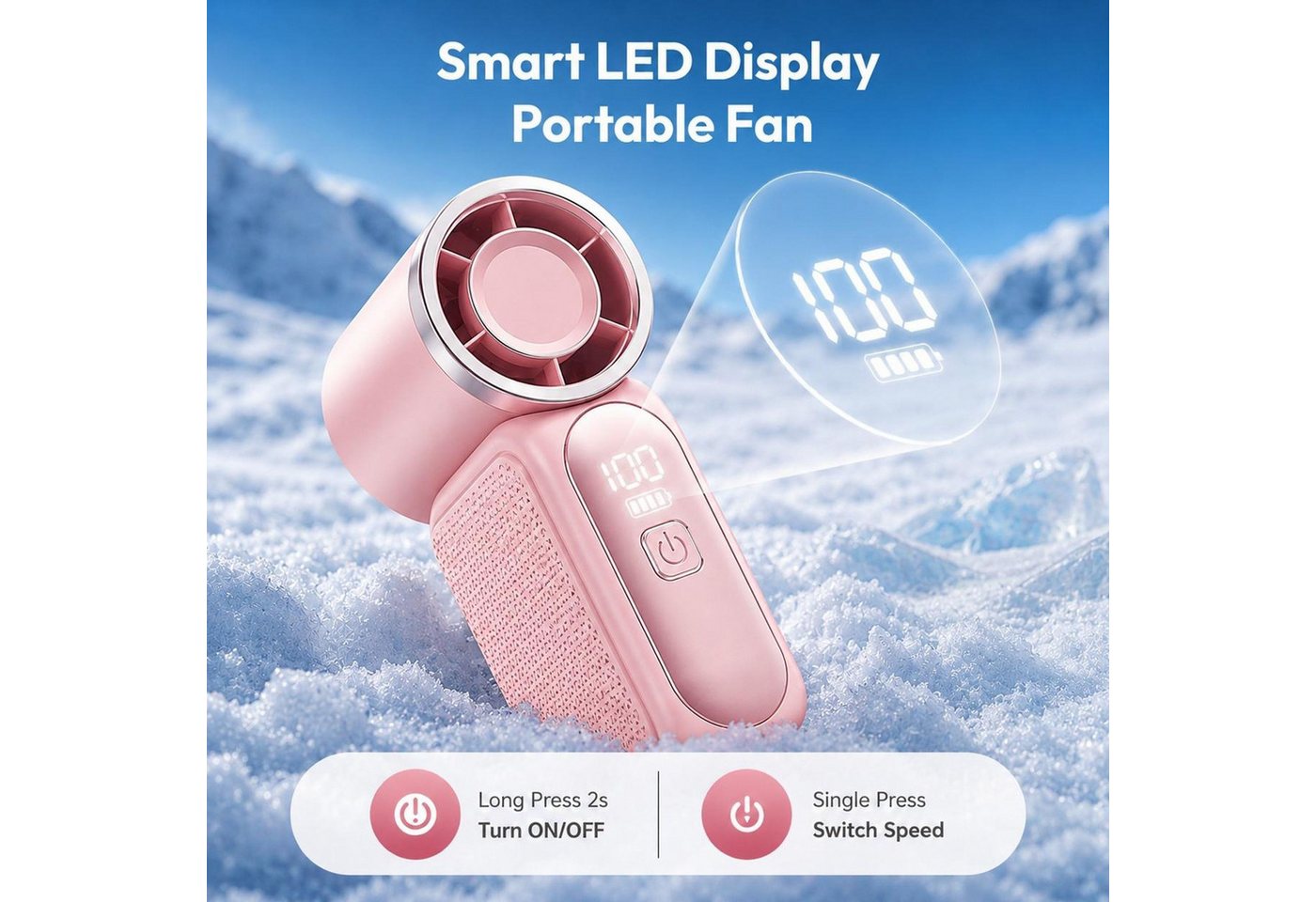 FELIXLEO Handventilator USB Mini Ventilator Kühlfunktion 15000 Umin 3000mAh Akku Handheld Grau Bild 5