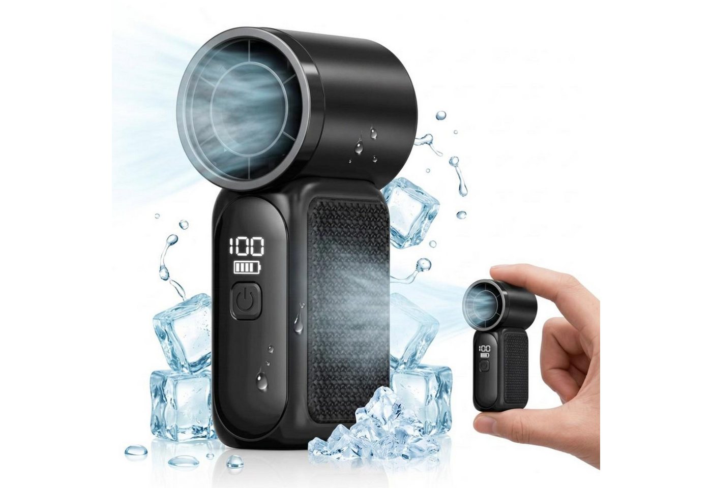 FELIXLEO Handventilator Tragbarer Mini Ventilator 5 Stufen LED Display 3000mAh Akku Leise Bild 2