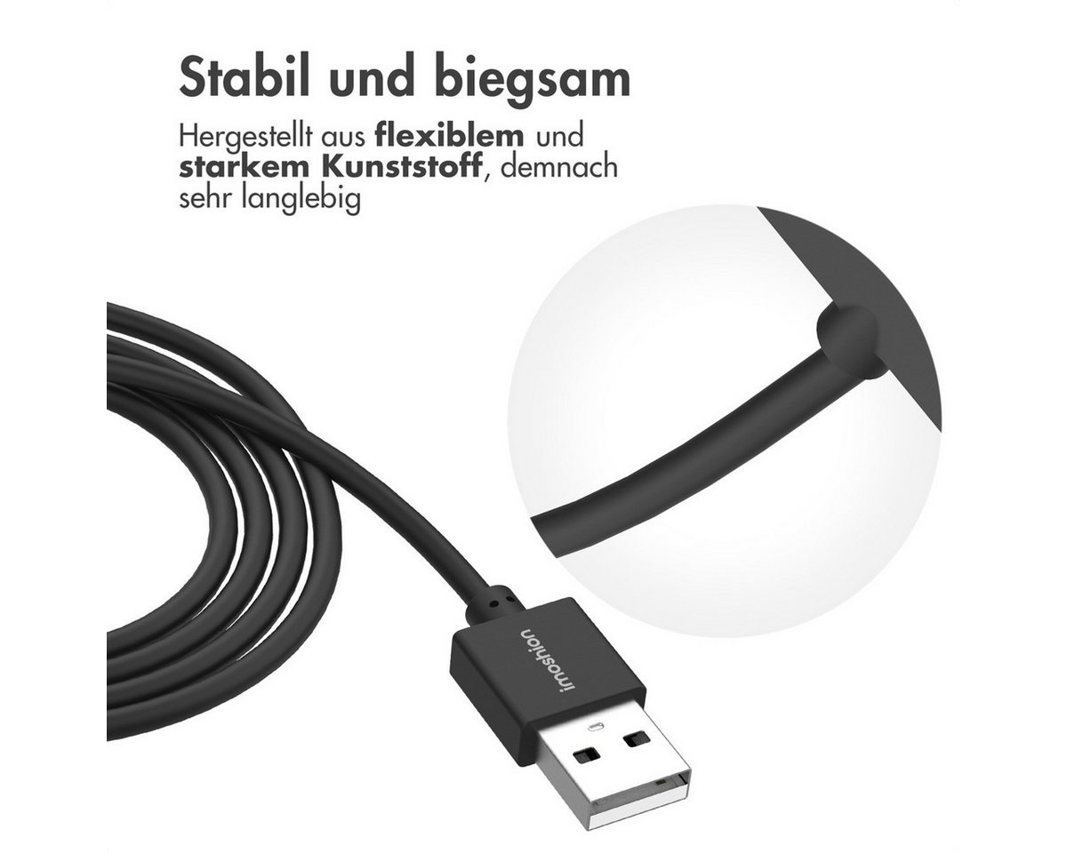 imoshion imoshion USB-A-Ladekabel für Fitbit Charge 6 / Charge 5 / Luxe - 1 Met Smartwatch-Ladekabel Bild 4