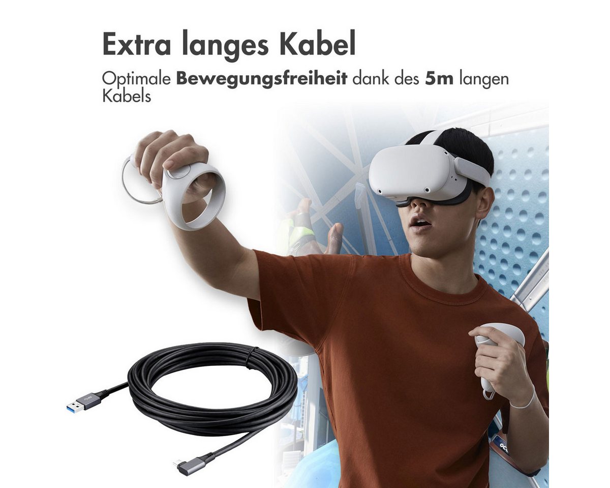 imoshion imoshion Oculus Quest 1 & 2 en Meta Quest 3 Link Kabel - 5 Meter - Sch USB-Kabel Bild 4