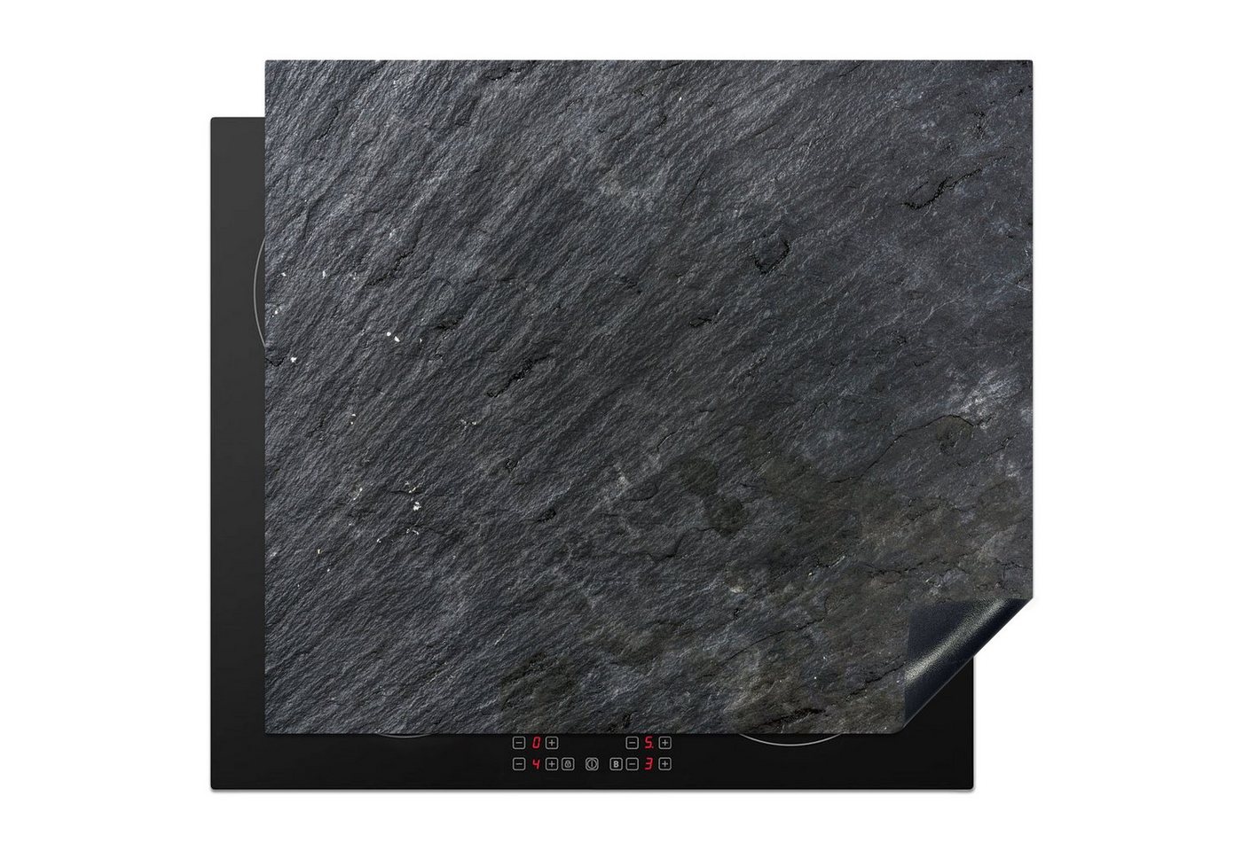MuchoWow Herd-Abdeckplatte Schiefer - Abdeckplatte - Schwarz - Induktionsschutz - Design, Vinyl, (1 tlg), Ceranfeldabdeckung Küche, Herdabdeckplatte Einteilig, 60x52 cm