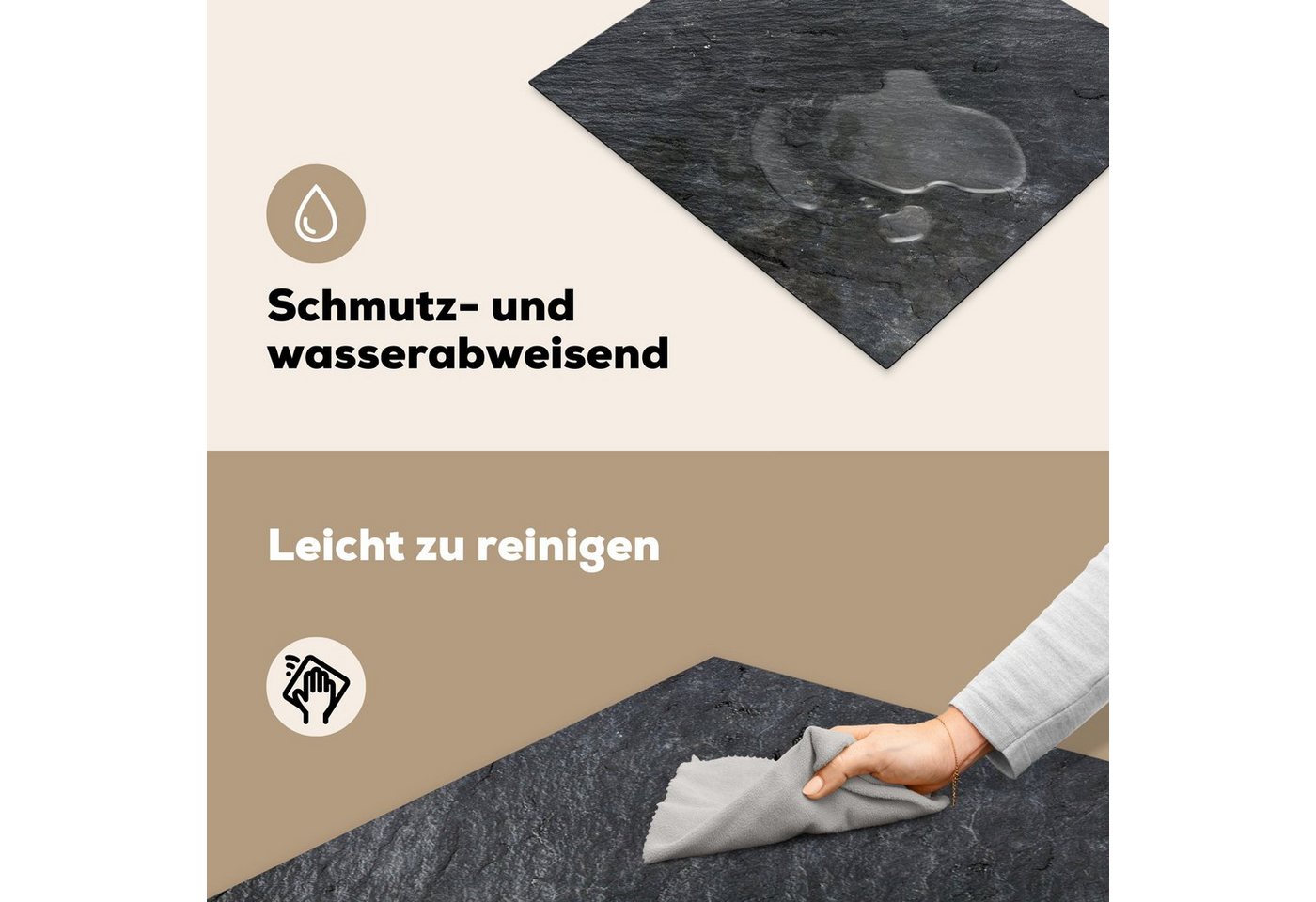MuchoWow Herd-Abdeckplatte Schiefer - Abdeckplatte - Schwarz - Induktionsschutz - Design, Vinyl, (1 tlg), Ceranfeldabdeckung Küche, Herdabdeckplatte Einteilig, 60x52 cm Bild 4
