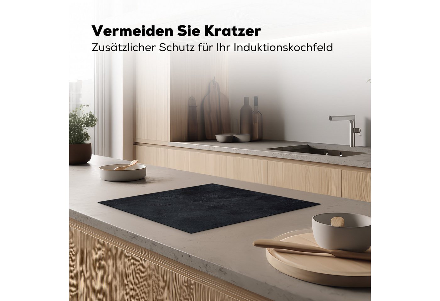 MuchoWow Herd-Abdeckplatte Beton - Induktionsschutz - Grau - Design - Abdeckplatte für Herd, Vinyl, (1 tlg), Küche Herdabdeckplatte Ceranfeld Vinyl Einteilig, 59x52 cm Bild 2