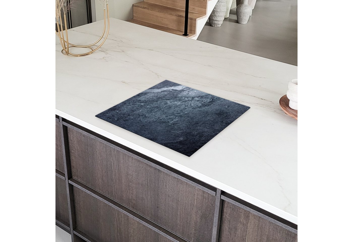 MuchoWow Herd-Abdeckplatte Induktionsschutz - Abdeckplatte Induktion - Beton - Rost - Alt, Vinyl, (1 tlg), Abdeckplatte für Ceranfeld, Herd Inductionsmatte, 57.6x51.6 cm