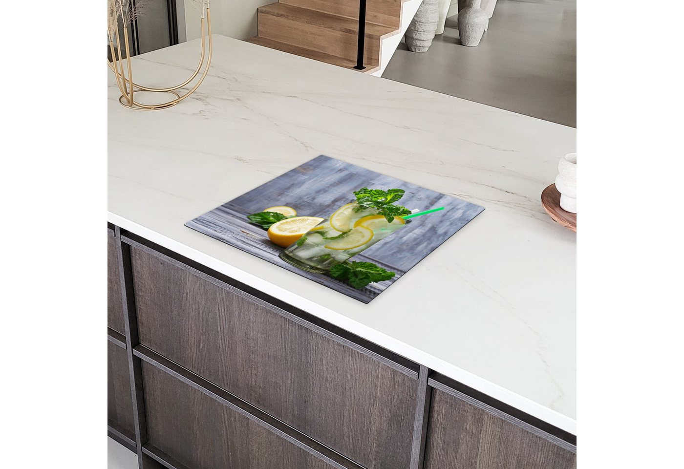 MuchoWow Herd-Abdeckplatte Cocktail - Früchte - Kräuter, Vinyl, (1 tlg), Abdeckplatte für Ceranfeld, Herd Inductionsmatte, 57.6x51.6 cm Bild 3