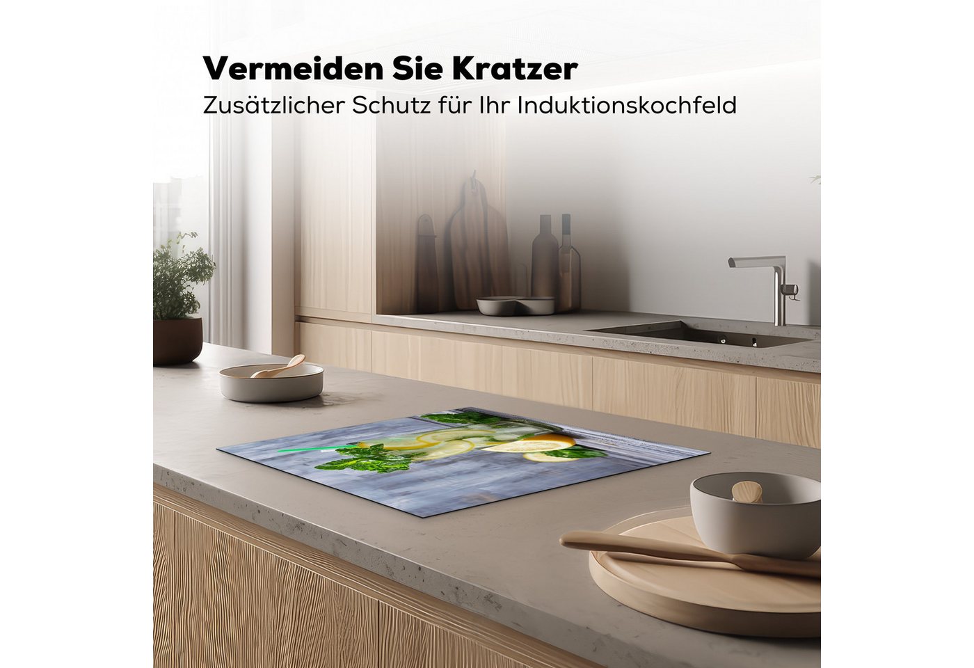 MuchoWow Herd-Abdeckplatte Cocktail - Früchte - Kräuter, Vinyl, (1 tlg), Abdeckplatte für Ceranfeld, Herd Inductionsmatte, 57.6x51.6 cm Bild 4