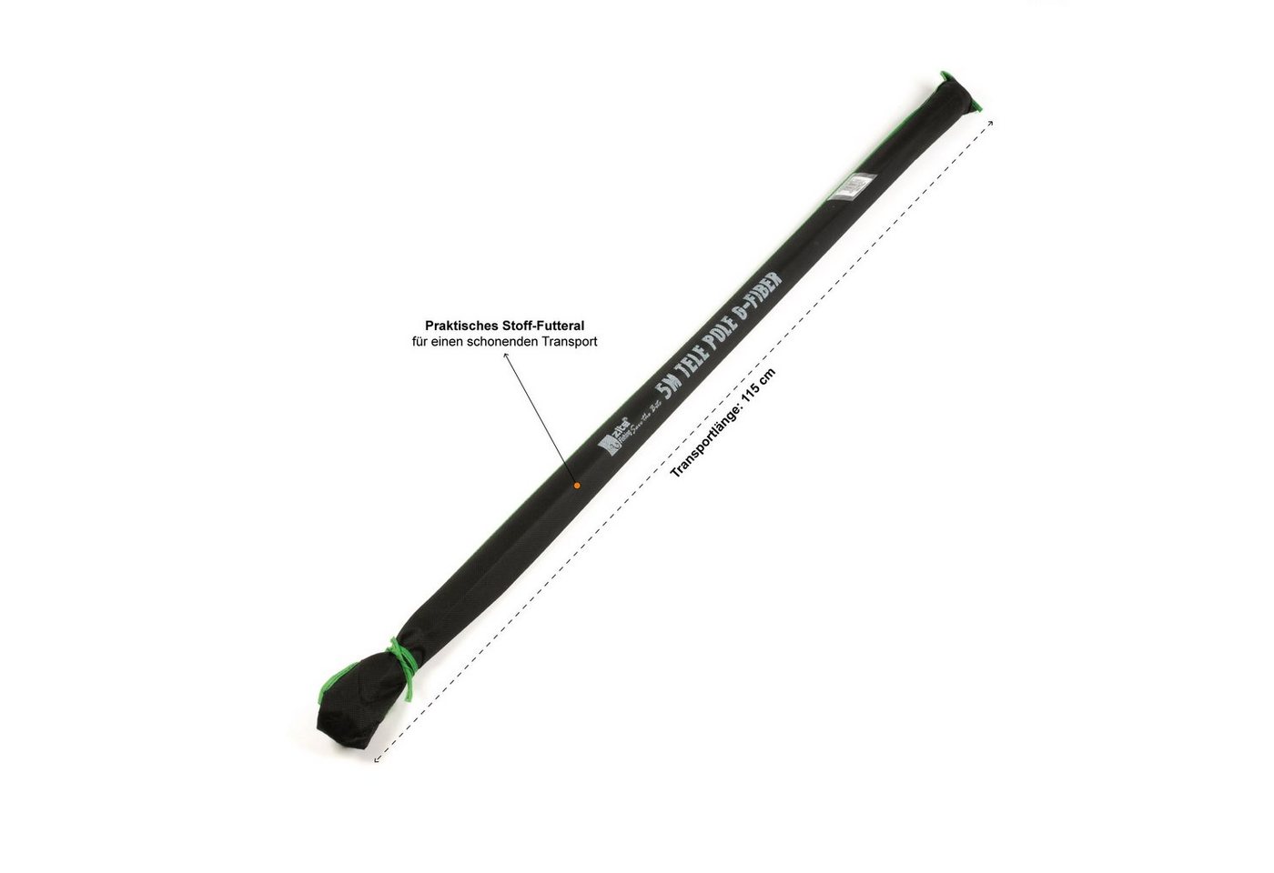 Zite Stipprute 5 m – Teleskoprute Stippe Glasfaser mit Spitzenring, – Basic Teleskoprute zum Stippangeln mit Stoff-Futteral Bild 4