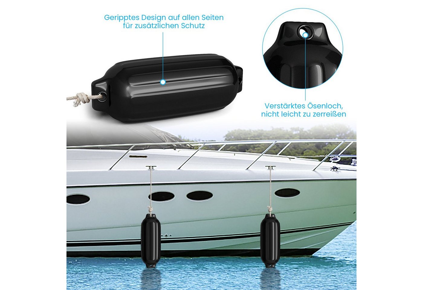 COSTWAY Motorboot, (4-St), Bootsfender, aus PVC, für Rammschutz 58x16,5 cm Bild 2