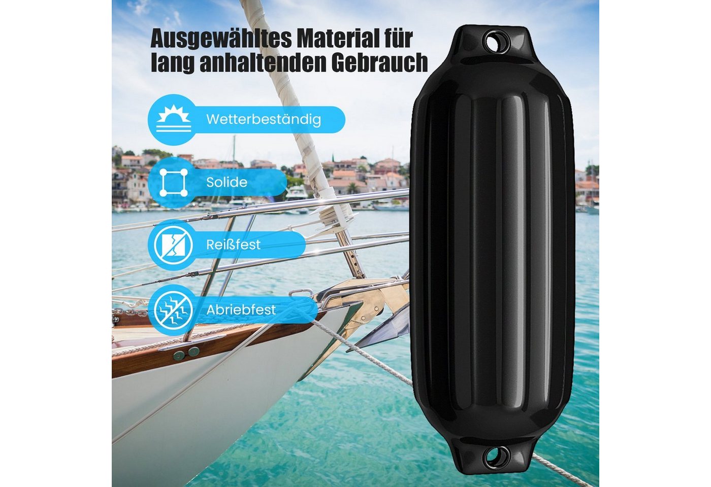 COSTWAY Motorboot, (4-St), Bootsfender, aus PVC, für Rammschutz 58x16,5 cm Bild 4