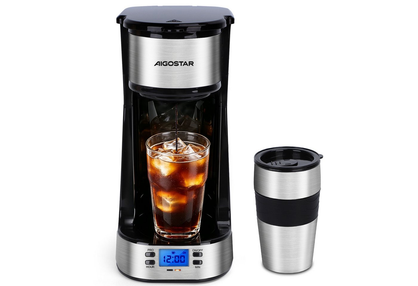 Aigostar Filterkaffeemaschine, Abnehmbarer Filter, 750W, 420 ml, Mit 24h-Timer, LCD-Anzeige, AutoClean-Funktion Bild 4