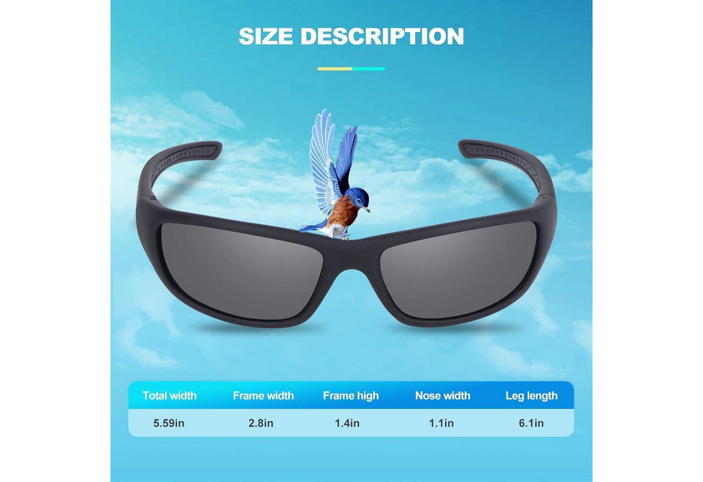 LuxusKollektion Fahrradbrille Sonnenbrille Polarisiert Schwarze Matte Rahmen mit Schwarze Linse