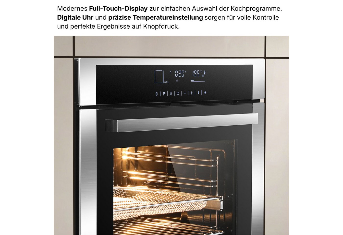 KB Elements Einbaubackofen 15 x Funktionen, Airfryer Funktion, Full Touch Display, AQUA CLEAN, mit 2-fach-Teleskopauszug, Air Fry, AQUA CLEAN,Full Touch,EEK A+ Bild 5
