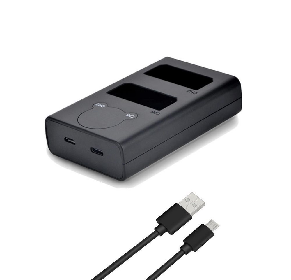 Trade-Shop Lader passend für Canon EOS 1100D 1200D 1300D 2000D 4000D Kamera-Ladegerät (mit Micro-USB und USB-C Anschluss)