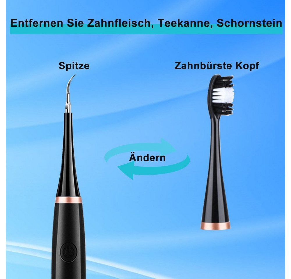 feinlux Elektrische Zahnbürste Elektrische Zahnbürste für Erwachsene, Aufsteckbürsten: 3 St., Ultraschall-Elektro-Zahnsteinentferner, IPX7 wasserdicht, unterstützt die komplette Reinigung des Geräts Bild 5