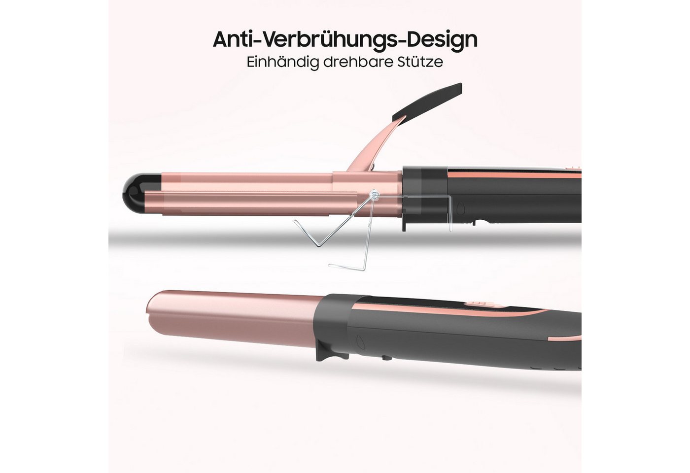 AIMAX Lockenstab Lockenstab Set 5-in-1 mit Welleneisen & 3 Fässern, Turmalin-Keramik, mit Wechselkopf Bild 2