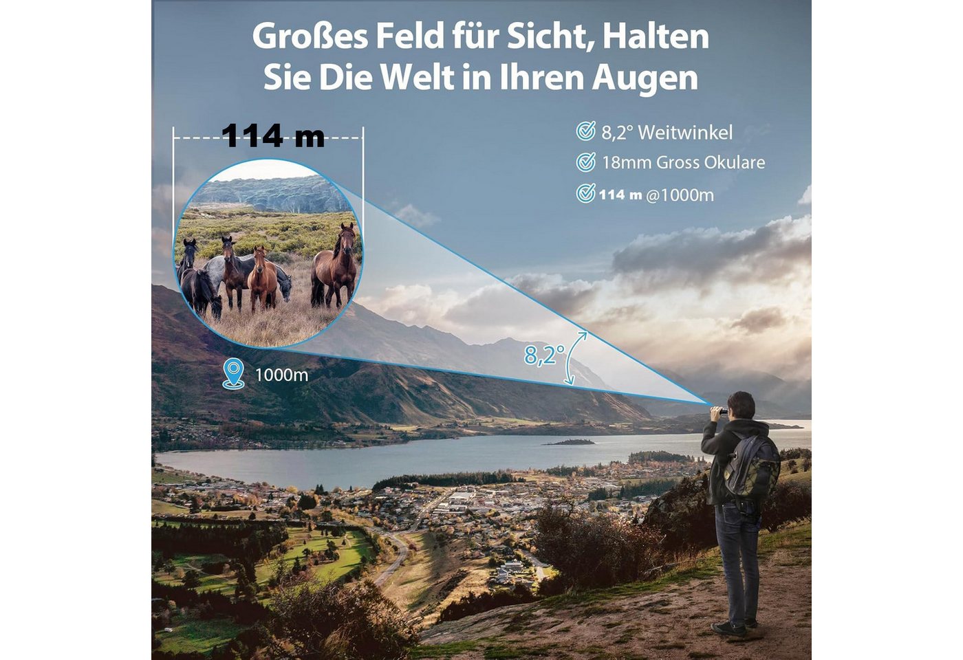 TWUFY 12x50 HD Fernglas Erwachsene,Binoculars Professional Ferngläser Fernglas (Outdoor Sportspiele Vogelbeobachtung Reisen Jagd Konzerte)
