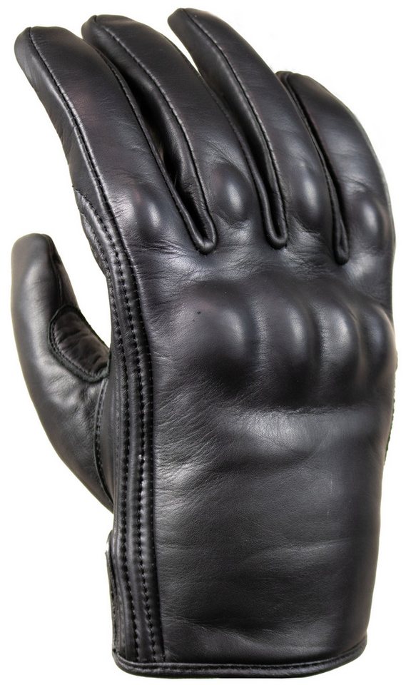 MDM Motorradhandschuhe Herren Motorrad Lederhandschuh mit Vollschutz & Komfortpolster (1 Paar Motorradhandschuhe) Echtes, besonders abriebfestes Rindsleder in cleanem Full-Black-Design