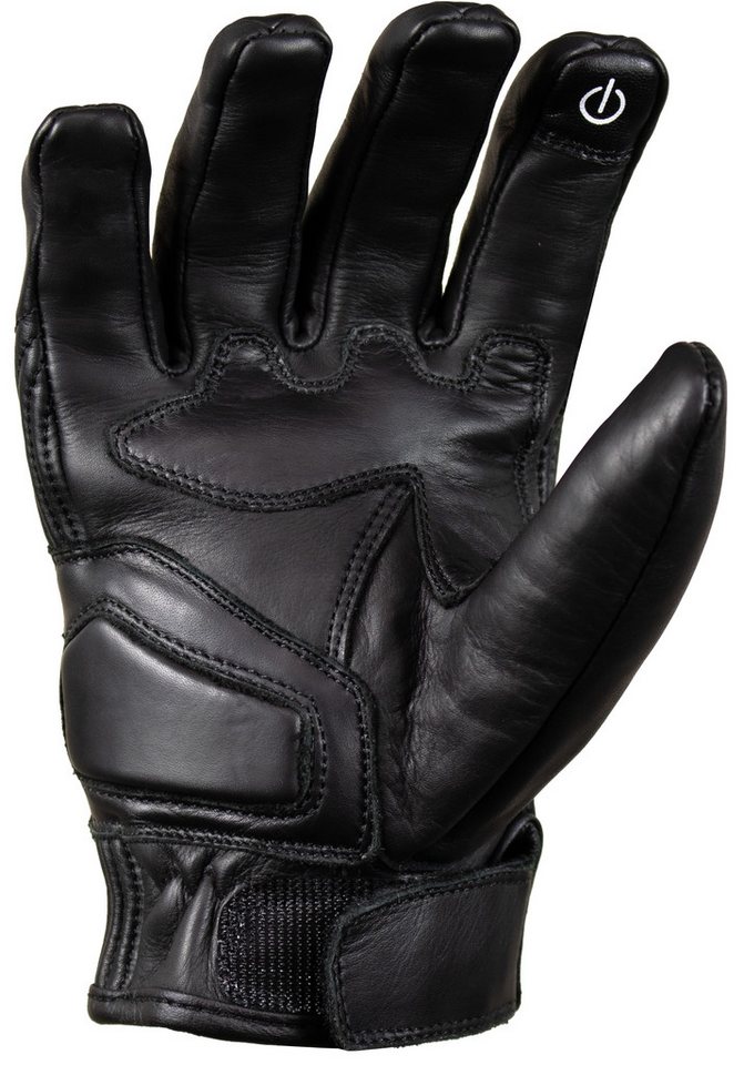 MDM Motorradhandschuhe Herren Motorrad Lederhandschuh mit Vollschutz & Komfortpolster (1 Paar Motorradhandschuhe) Echtes, besonders abriebfestes Rindsleder in cleanem Full-Black-Design Bild 4