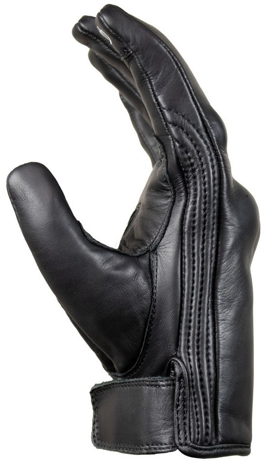 MDM Motorradhandschuhe Herren Motorrad Lederhandschuh mit Vollschutz & Komfortpolster (1 Paar Motorradhandschuhe) Echtes, besonders abriebfestes Rindsleder in cleanem Full-Black-Design Bild 5