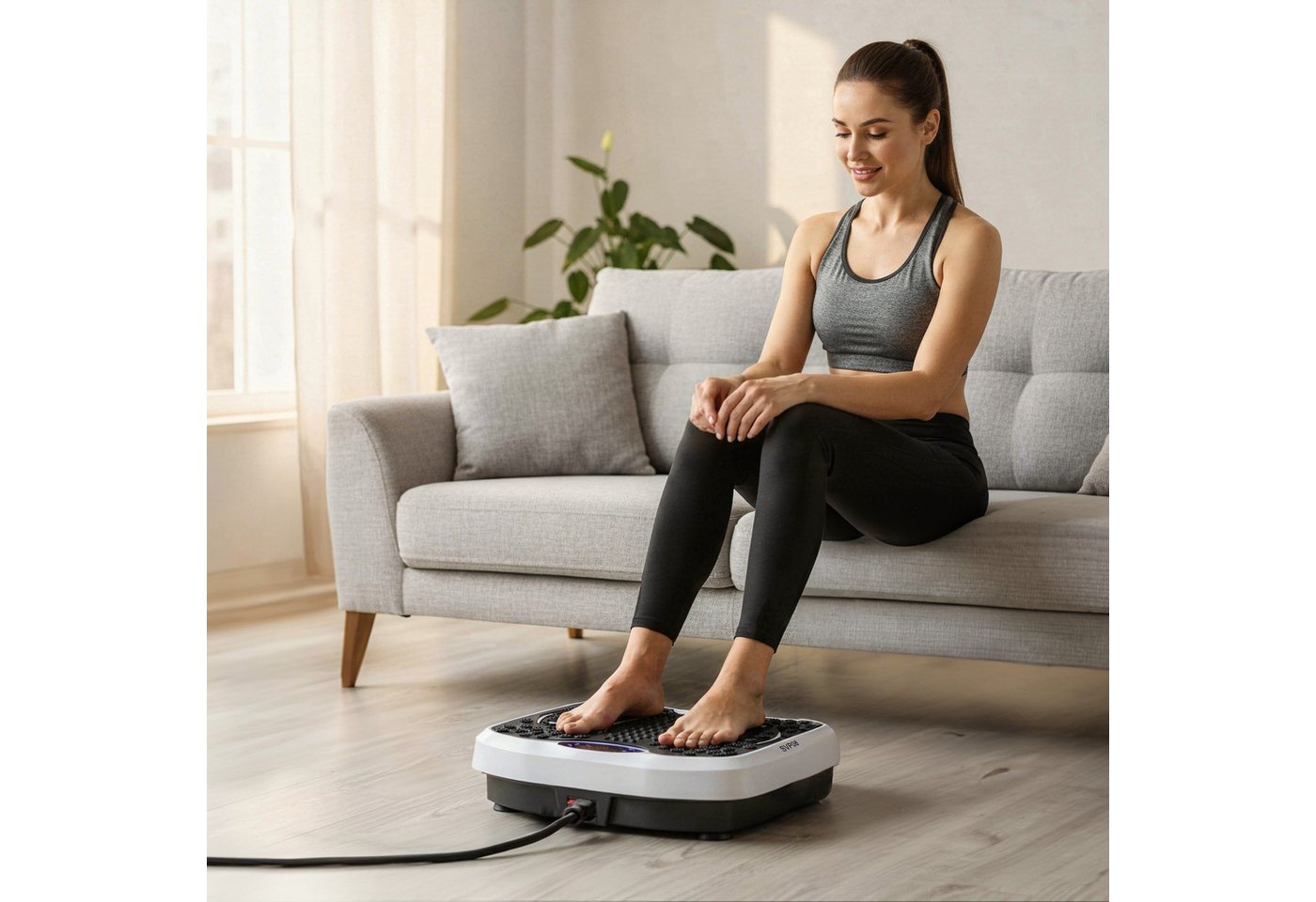 ONE FITNESS Vibrationsplatte Massageplatte Rüttelplatte Vibrationstrainer, 200 W, präzise Anpassung der Trainingsintensität Bild 2