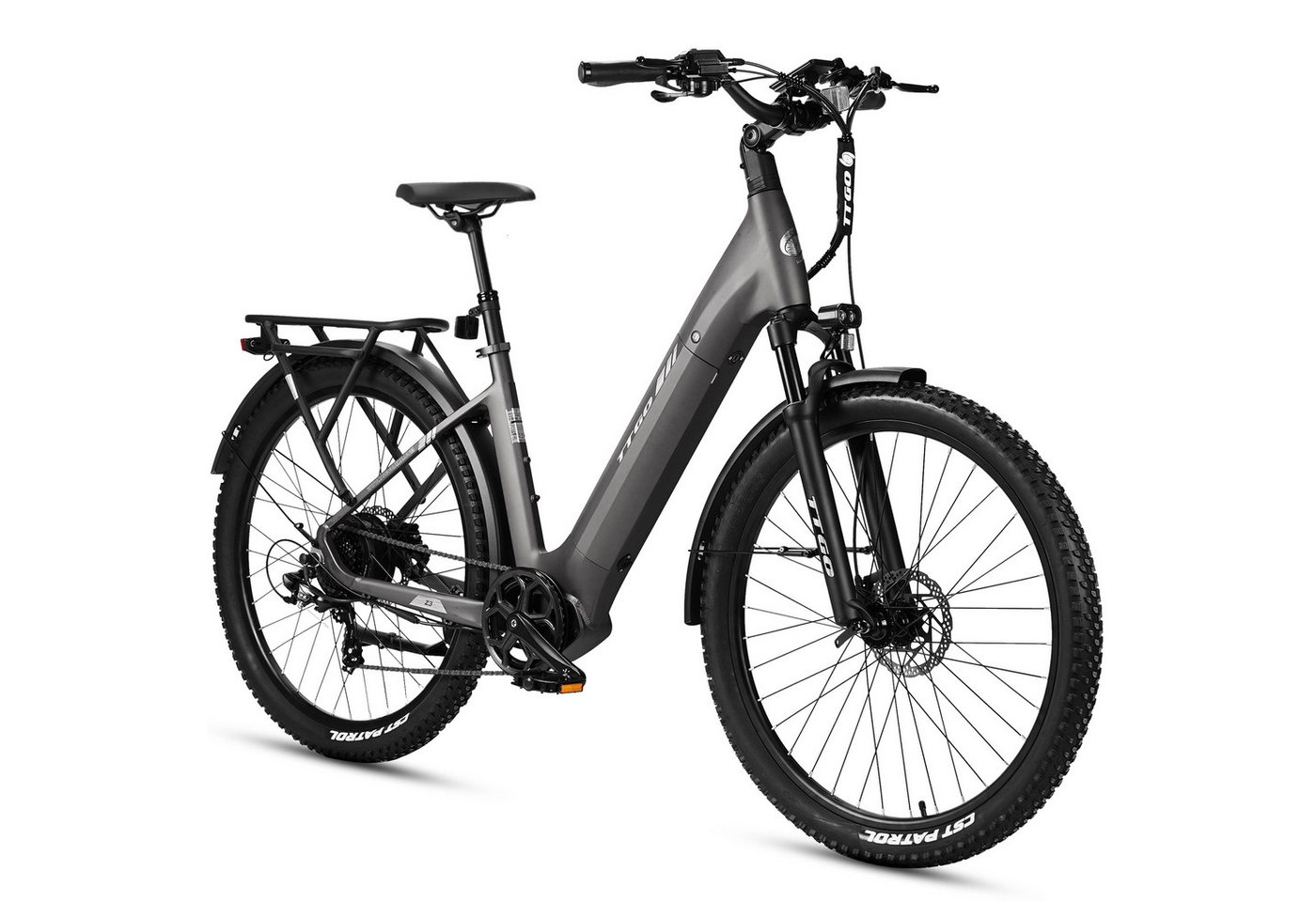 TTGO E-Bike Cityrad 28 Zoll, 70Nm Hinterradmotor, 120km, Z3, für Damen und Herren, 7 Gang SHIMANO, Kettenschaltung, Heckmotor, 720 Wh, 5 Stufen, LCD-Farbdisplay, Federsattelstütze, Elektrofahrrad, Pedelec Bild 3