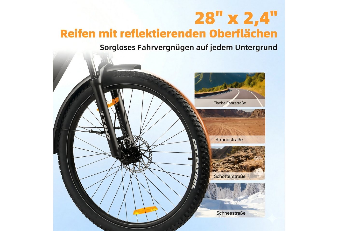 TTGO E-Bike Cityrad 28 Zoll, 70Nm Hinterradmotor, 120km, Z3, für Damen und Herren, 7 Gang SHIMANO, Kettenschaltung, Heckmotor, 720 Wh, 5 Stufen, LCD-Farbdisplay, Federsattelstütze, Elektrofahrrad, Pedelec Bild 4