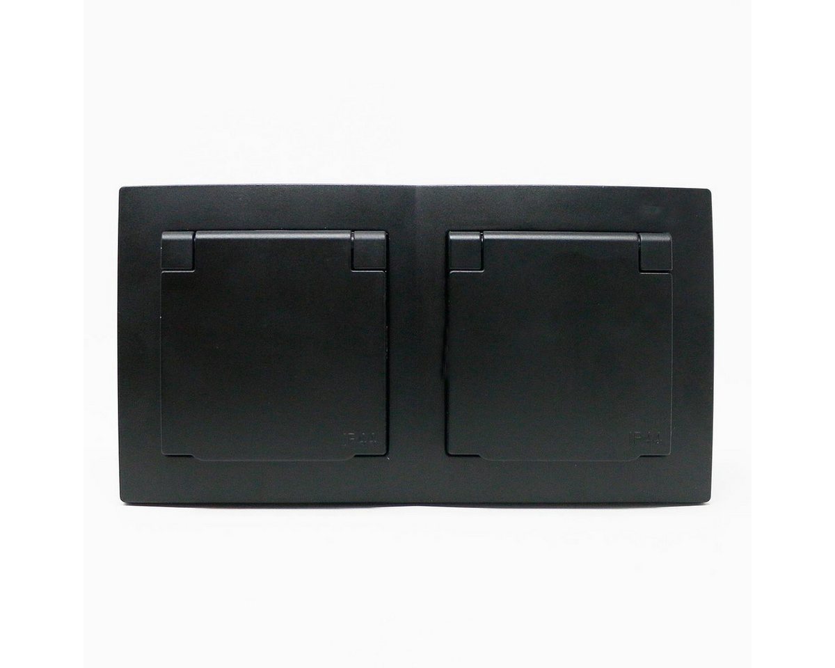McPower FLAIR 2-fach Steckdose IP44 schwarz, 250V~/16A, UP Unterputzschalter