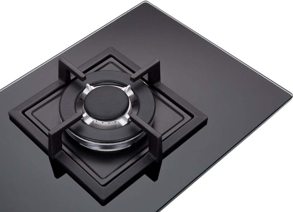 K&H Gas-Kochfeld K&H Domino 1-FLAMMIG Glas Gaskochfeld Wok Brenner Erdgas Autark Eigebaut 1Z-KHGW, Erdgas, Flüssiggas, Sicherheitsglas, Autark Bild 2
