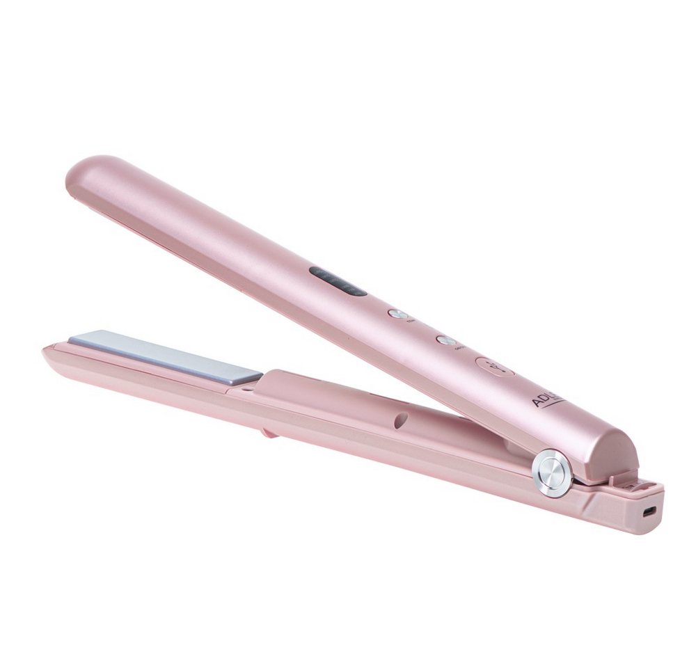 ADLER EUROPE Glätteisen Adler AD 2327p Akku Glätteisen kabellos, USB-C Reise-Haarglätter, Keramik, LED-Display, 3 Temperaturstufen, Aufbewahrungsbeutel, Rosa Bild 2