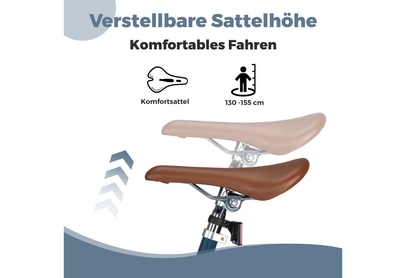 Vankel Kinderfahrrad 24 Zoll, 130-155 cm, Rücktrittbremse, Kettenschutz, 1 Gang, 8-12 Jahre, Blau, V-Brake vorne, Reflektoren, Seitenständer Bild 4