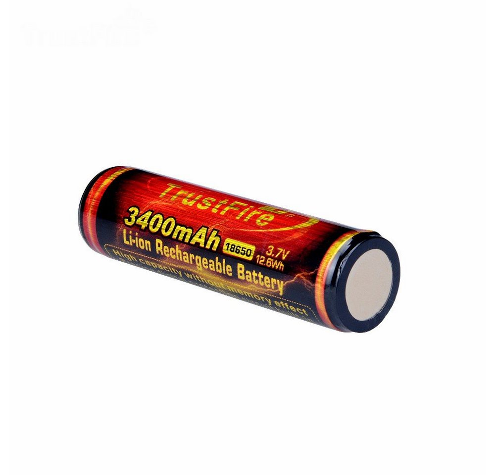 Trustfire Akku 3400 mAh, 18650 Li-Ion Akku 3400mAh Schutzschaltung - wiederaufladbare Batterie