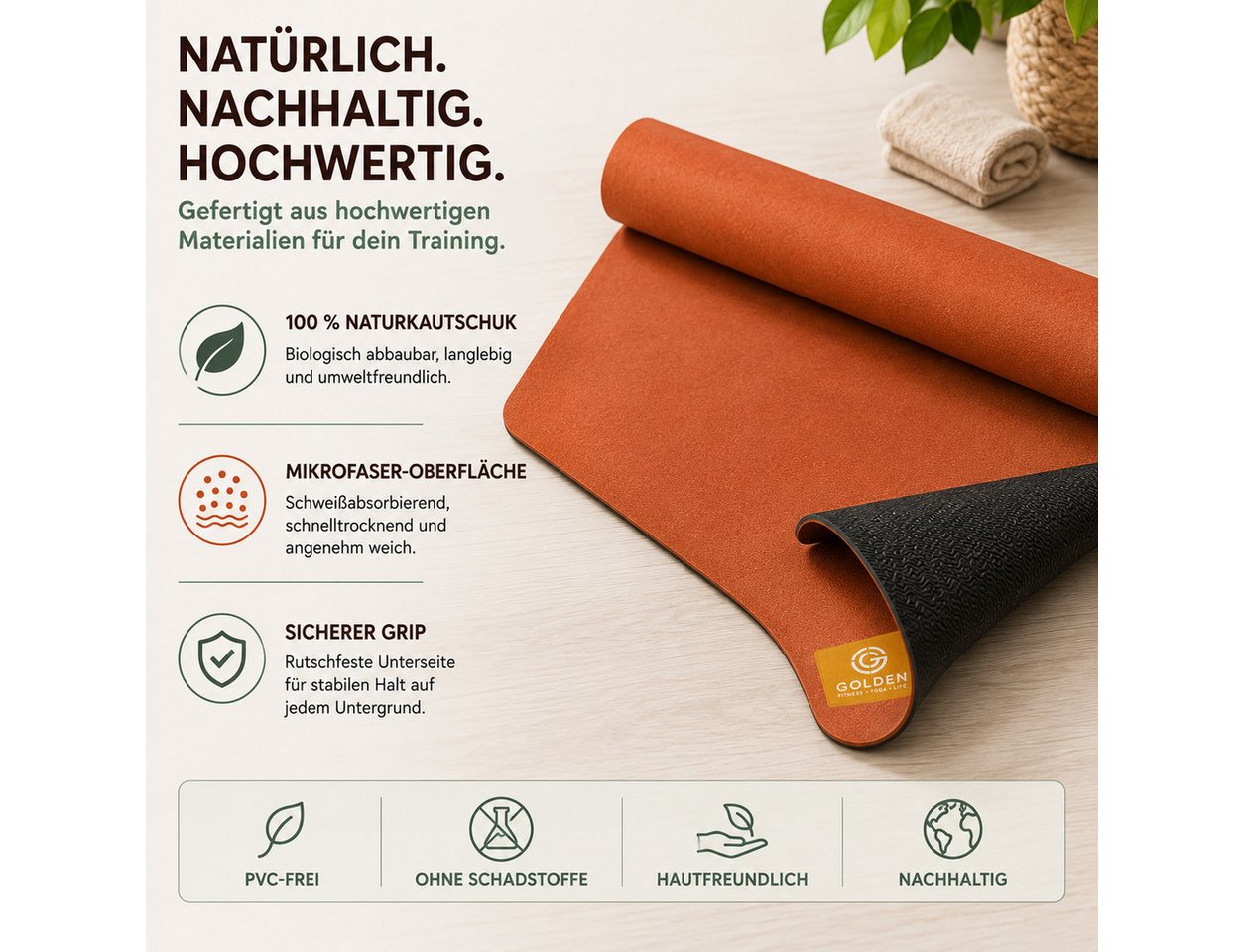 GOLDEN Yogamatte GOLDEN Yogamatte Faltbar rutschfest 1,5mm Dünne Leicht Reise Matte Bild 5