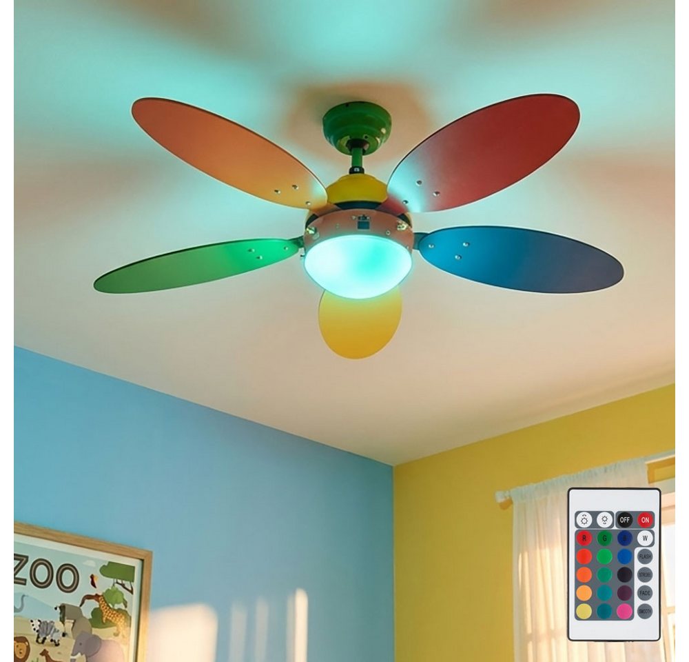 GLOBO LIGHTING Deckenventilator, Deckventilator mit LED-RGB Farbwechsler Kinderzimmer Fernbedienung Bild 3