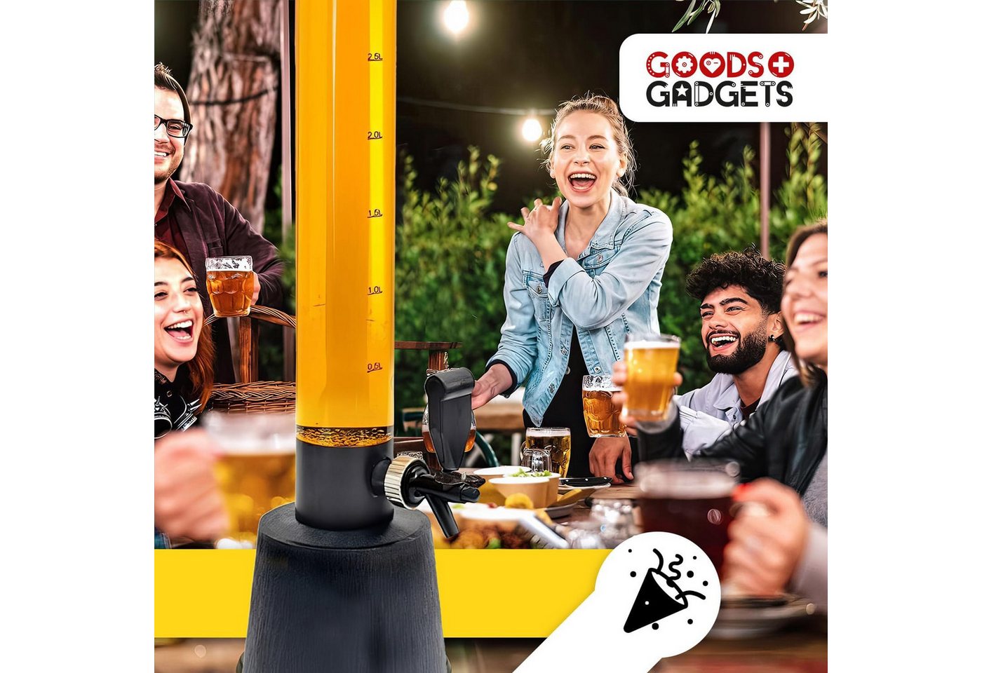Goods+Gadgets Trinksystem Biersäule mit Zapfhahn Getränkespender Party Fass Bier Tower Bild 2