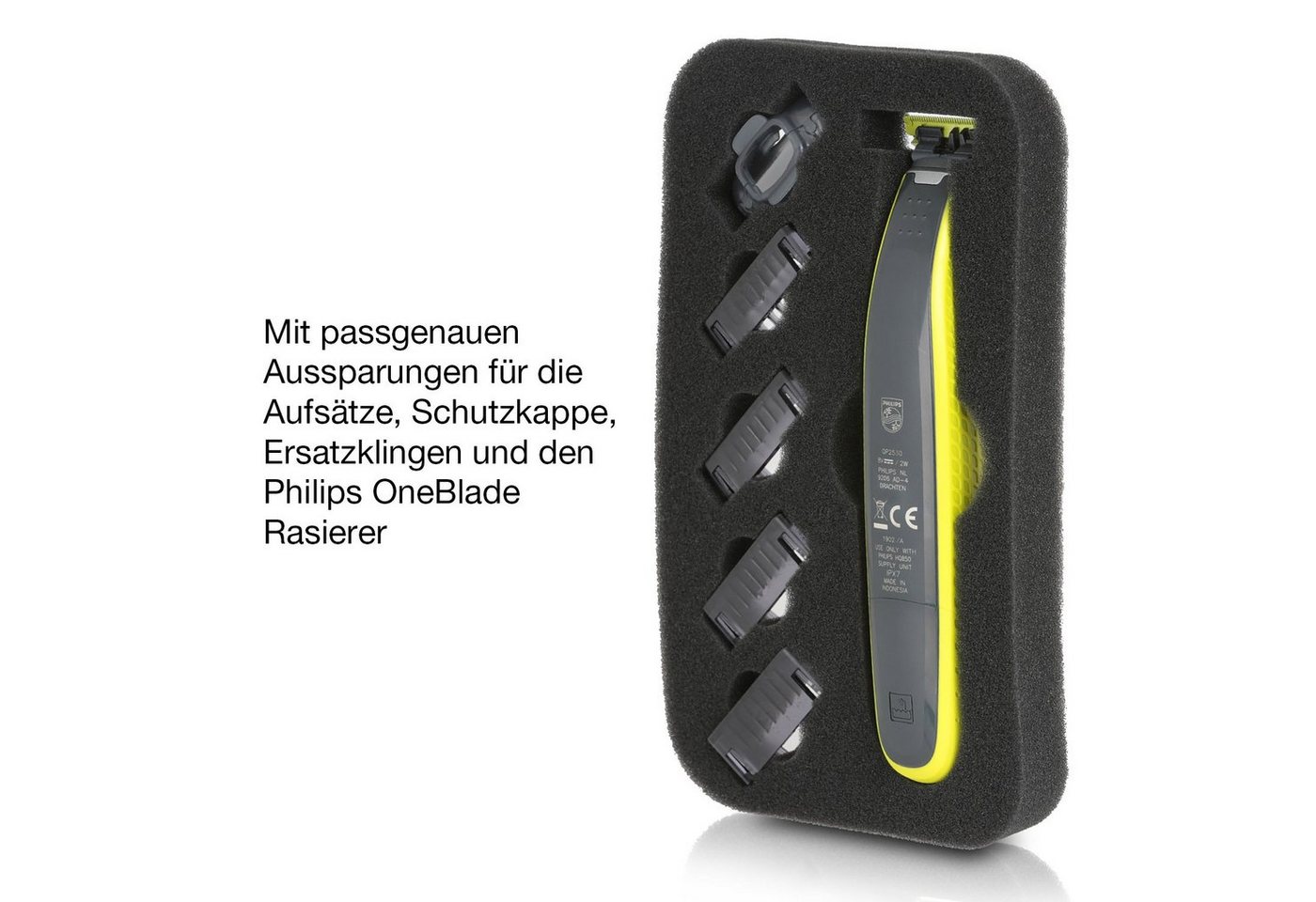 Wicked Chili Rasierer-Etui Case / Tasche für Philips OneBlade QP25xx & QP26xx n.Z., Hard-shell Schutzhülle / Strapazierfähiges Material / Passgenau / Inla