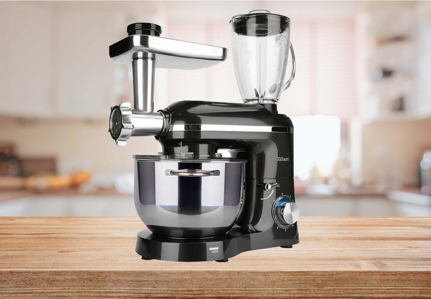 Zilan Küchenmaschine, 1400 W, 5,5 l Schüssel, 3 in 1 (Küchenmaschine+Standmixer+Fleischwolf) Bild 5