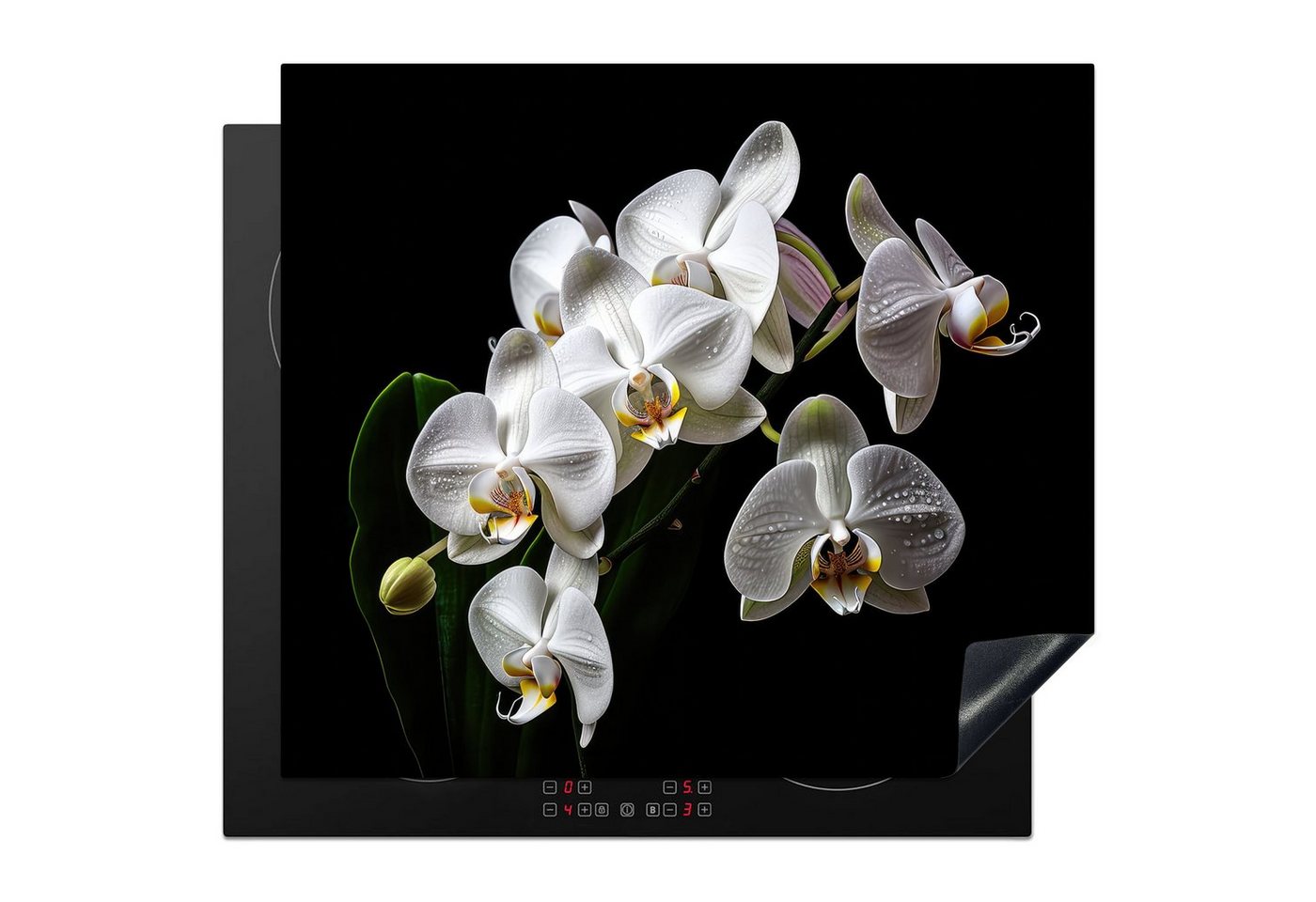 MuchoWow Herd-Abdeckplatte Orchidee - Blumen - Weiß - Natur - Schwarz, Vinyl, (1 tlg), Abdeckplatte für Ceranfeld, Herd Inductionsmatte, 57.6x51.6 cm Bild 5