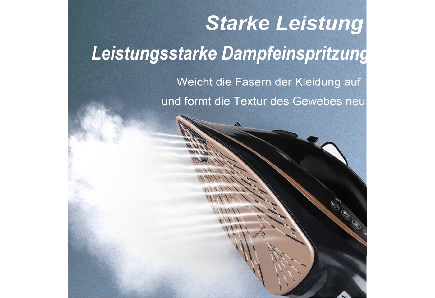 ibettertec Dampfbügeleisen Dampfbügeleisen, 2600W Bügeleisen mit Keramik-Bügelsohle, 70 g/min Dampf,120g Extra-Dampfstoß,300ml Wassertank,Selbstreinigungs Bild 4