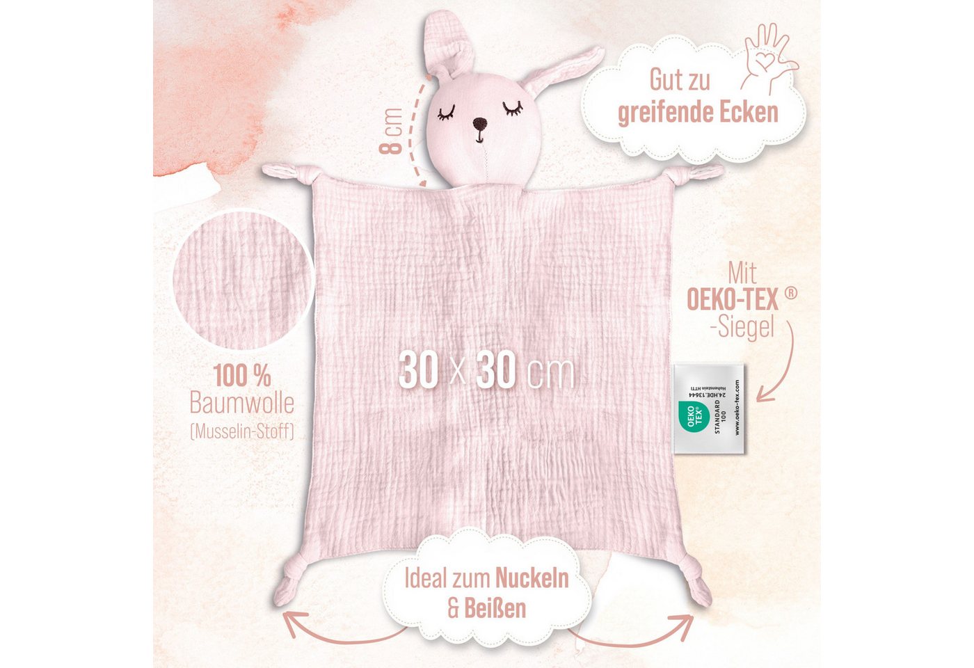 my STITCHERY Schnuffeltuch Musselin Schnuffeltuch fürs Baby mit Oeko-TEX® Standard 100, (1-tlg), Musselin-Stoff Bild 4
