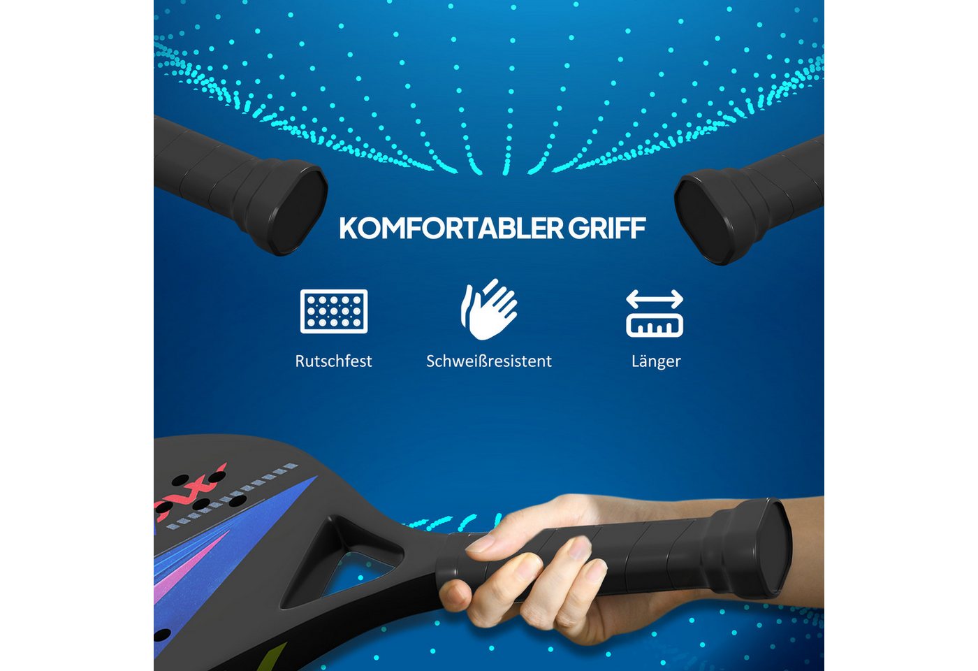 SPORTNOW Tennisschläger Beach-Tennis-Schläger, (mit EVA-Memory-Foam-Kern, 2-tlg., Umhängetasche und rutschfestem Griff), Schwarz Bild 2