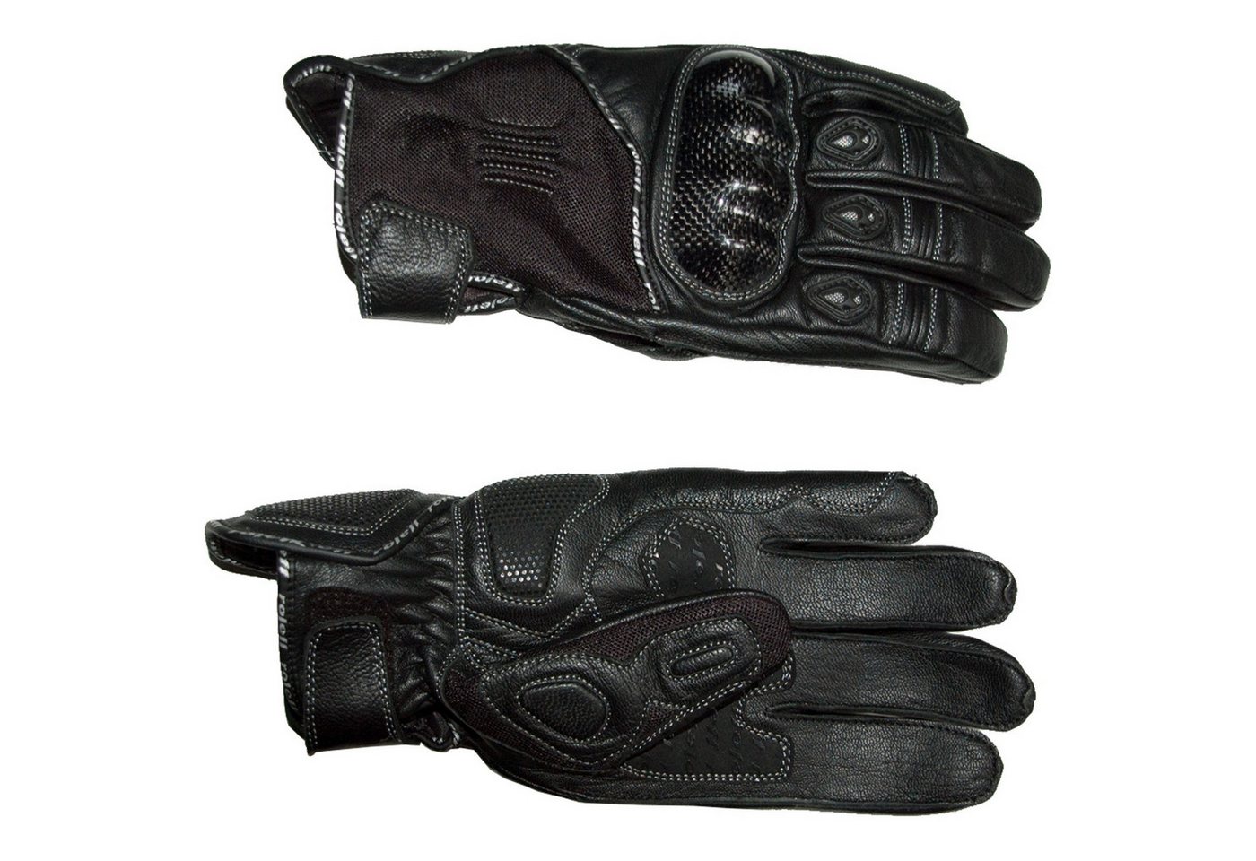 roleff Motorradhandschuhe RO60 Sommer Lederhandschuhe, Kurze Stulpe & Carbon-Hartschalen,schwarz besonders gute Belüftung