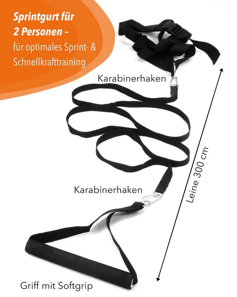 SPORTIKEL24 Spanngurt Sprintgurt für Fitness- und Schnellkrafttraining mit Bauchgurt Bild 2