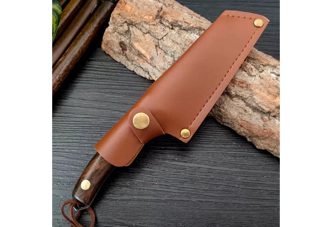 Foxter Universalmesser Jagdmesser 20 cm Edelstahl Outdoor Messer mit Griff und Scheide, (2-teiliges Messerset: Messer & Scheide, Jagd- und Outdoormesser mit passender Messerscheide), Robustes Jagdmesser mit Edelstahlklinge & Gürtelköcher