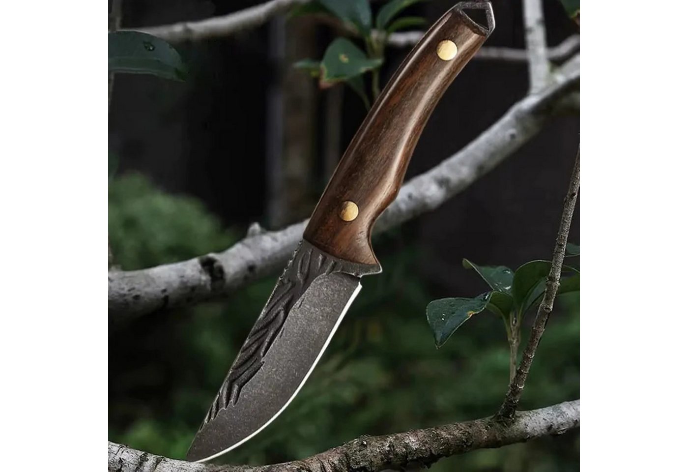 Foxter Universalmesser Jagdmesser 20 cm Edelstahl Outdoor Messer mit Griff und Scheide, (2-teiliges Messerset: Messer & Scheide, Jagd- und Outdoormesser mit passender Messerscheide), Robustes Jagdmesser mit Edelstahlklinge & Gürtelköcher Bild 4